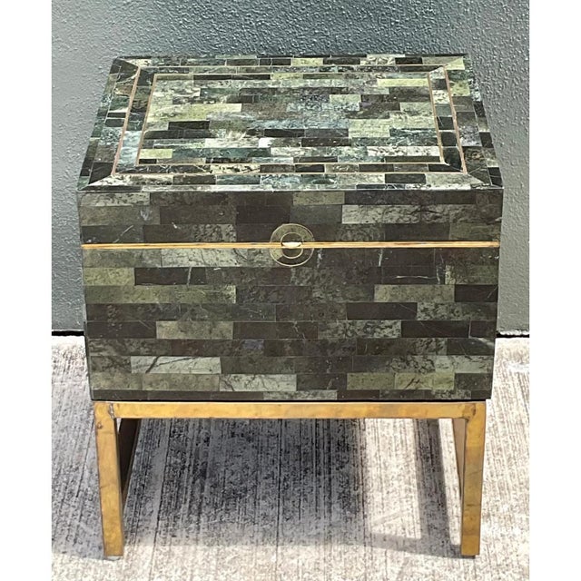 Vintage Stone and Metal Side Table For Sale In West Palm - Image 6 of 12