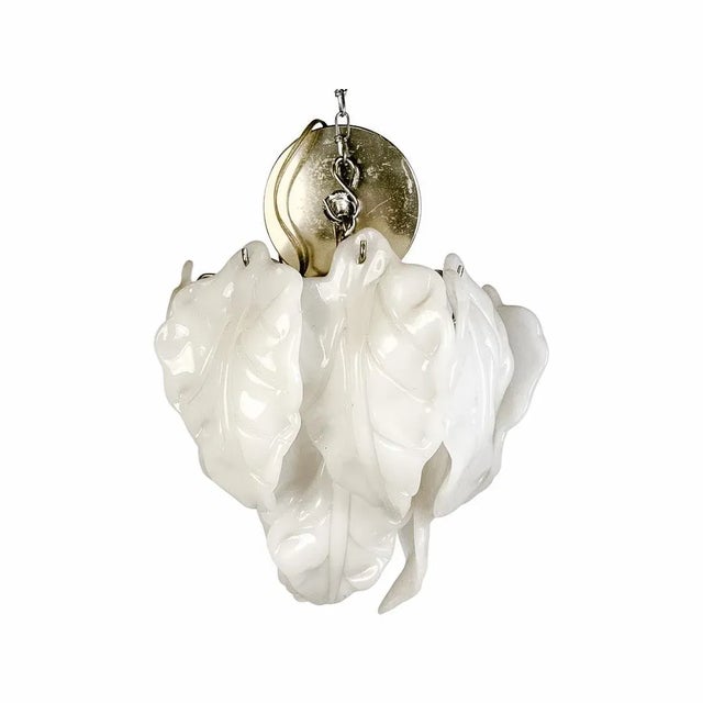 1960s 1960s Mazzega Murano Style Leaf Design Molded Glass Chandelier For Sale - Image 5 of 5