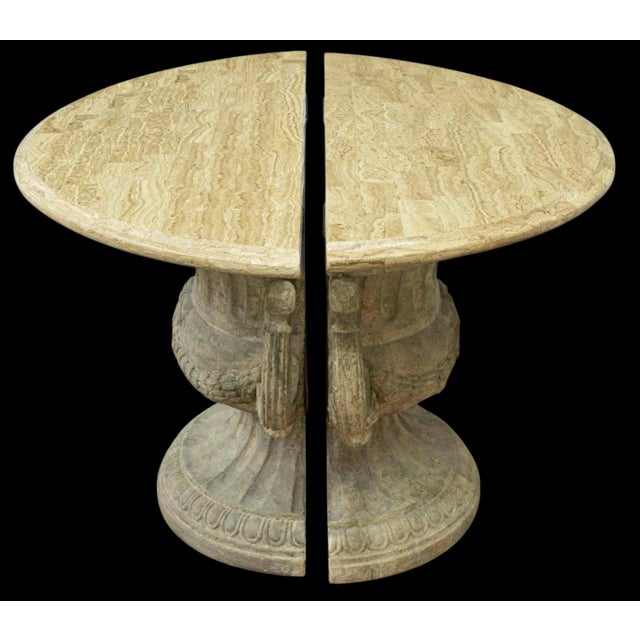 20th-C. Neoclassical Style Urn Form Demilune Console Tables With Tessellated Marble Tops, Pair For Sale - Image 4 of 6