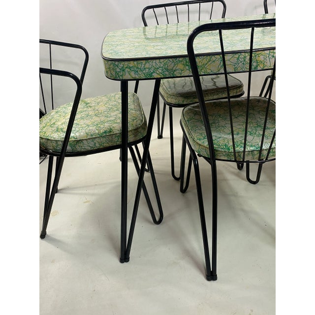 Mid-Century Modern Mid-Century Modern Spaghetti Pattern Hairpin Leg Kitchen Set - 7 Pieces For Sale - Image 3 of 13
