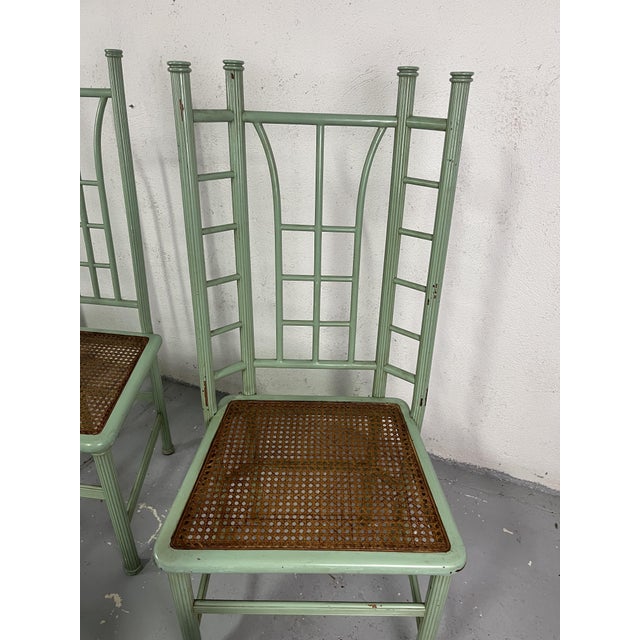 Wood Italian Chairs in Green Wood and Vienna Straw, 1980s, Set of 6 For Sale - Image 7 of 9