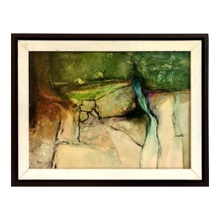 Abstract Watercolor “Stream Cliff Cascade” by Alexander Nepote (1913–1986) For Sale