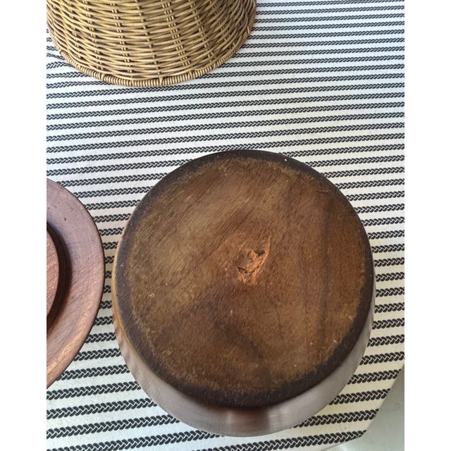 Wood Mid-Century Danish Teak Wood Ice Bucket With Opal Glass Liner For Sale - Image 7 of 15