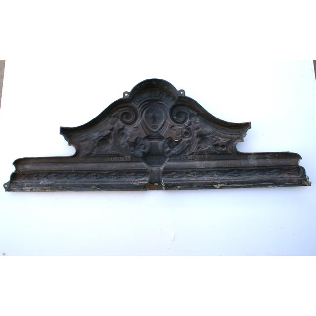 Antique Heavy Cast Iron Metal Architectural Garden Ornament Pediment For Sale - Image 10 of 14