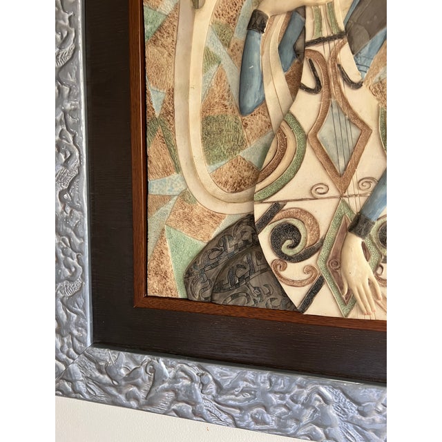 Vintage 1980s Ting Shao Kuang Style Wall Art Hand Painted (25 X 25) For Sale In Palm Springs - Image 6 of 10