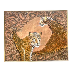 Vintage Boho Cheetah Original Oil Painting on Canvas