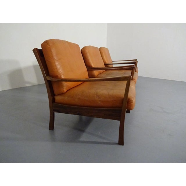 Wood Rosewood and Leather Easy Chair, Denmark, 1960s For Sale - Image 7 of 18