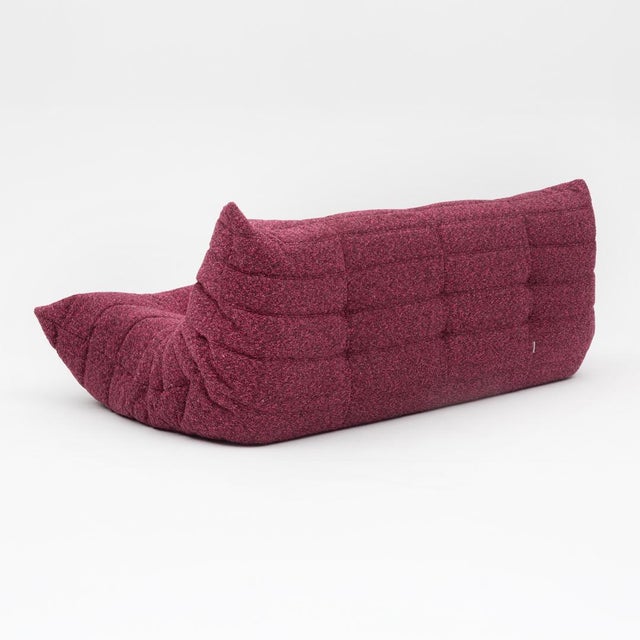 Togo Three-Seater Sofa in Burgundy Bouclet by Michel Ducaroy for Ligne Roset For Sale - Image 15 of 18