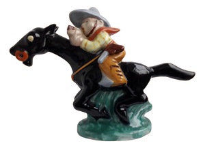 Large Art Deco Hand-Painted Cowboy on Horse from Komloss, 1920s