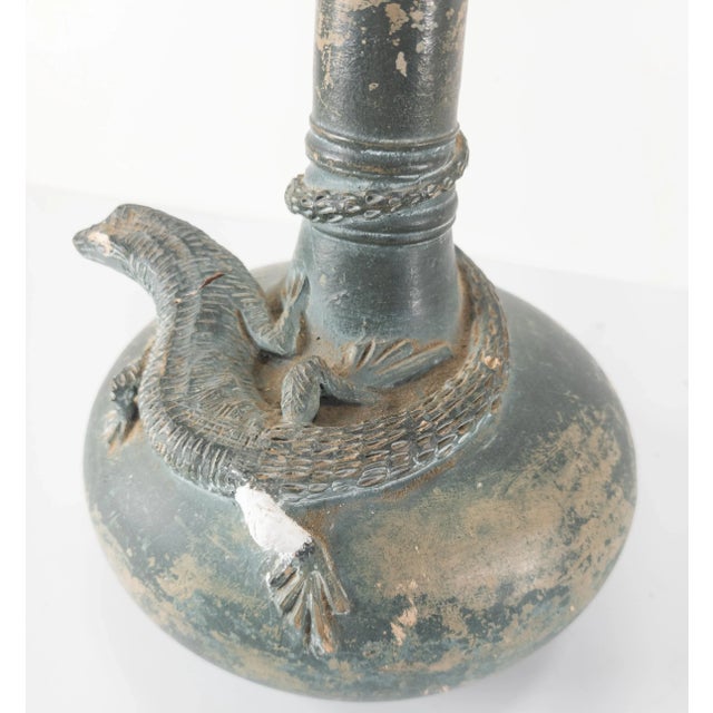 Green Aesthetic Movement Art Pottery Vase With Lizard, Restored For Sale In New York - Image 6 of 13