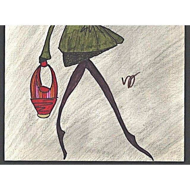 Contemporary C1980s French Fashion Drawing, Whimsical For Sale - Image 3 of 3