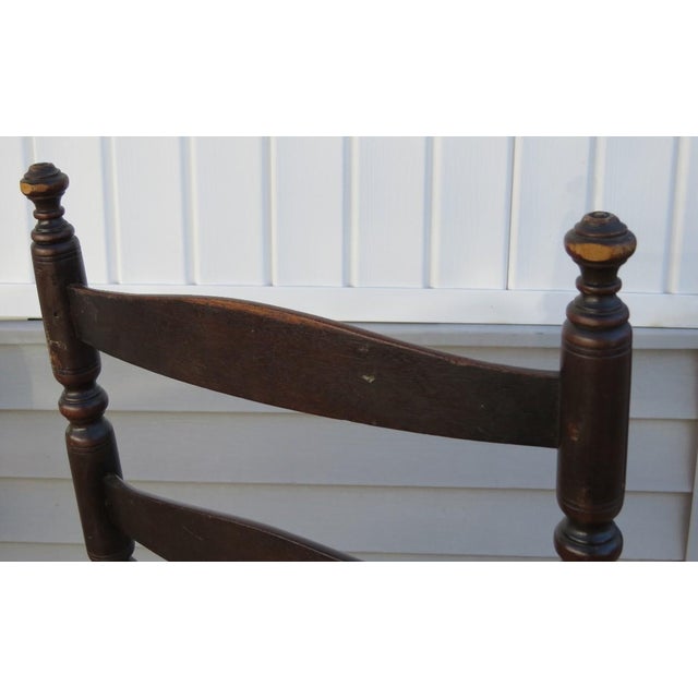 Wood Antique 19th Century American Primitive Four Slat Ladderback Chair - 43” For Sale - Image 7 of 8