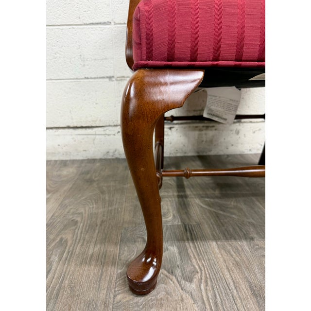 Ethan Allen Vintage 1995 Ethan Allen Queen Anne Wingback Lounge Chair With Ottoman For Sale - Image 4 of 18
