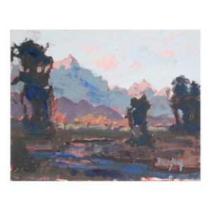 Sunset at Grand Teton National Park - Plein Aire Landscape in Oil on Board by Thomas Bradshaw
