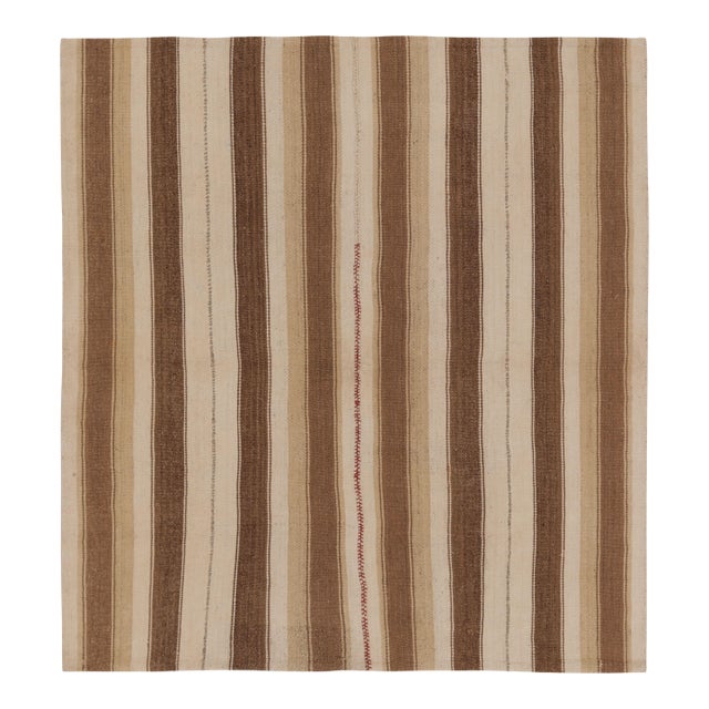 Vintage Persian Kilim, Square Rug in Neutral Earth Tones - Rug & Kilim For Sale