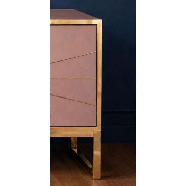 Geometric Pink Opaline Glass Sideboard with Brass Accents from Justfurnituress SRL For Sale - Image 16 of 18