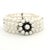 Vintage Retro Multi-Strand Pearl and Sapphire 14k White Gold Bracelet For Sale - Image 14 of 15