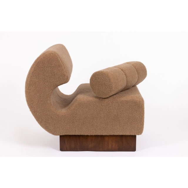 Beige Italian Lounge Chair in Walnut and Cashmere Bouclé from Schumacher, 1970 For Sale - Image 8 of 16