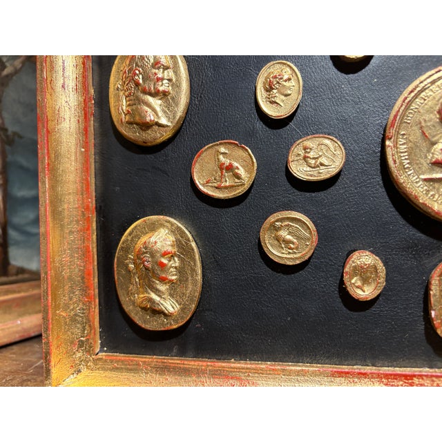 Grand Tour Vintage Classical Grand Tour Gilded Cameo Intaglio Arrangement in Giltwood Frame For Sale - Image 3 of 10