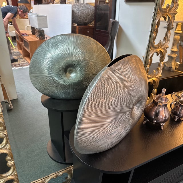 Silver Arte Italica Pewter Nautilus Vase For Sale - Image 8 of 12