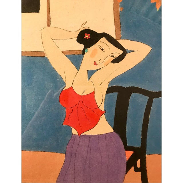 Chinese Vintage Watercolor Painting by Chinese Artist Zhan Yian For Sale - Image 3 of 9