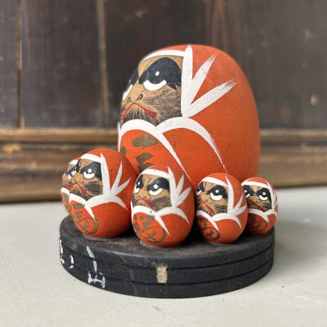 Vintage Wooden Daruma Set, 1970s, Set of 9 For Sale - Image 4 of 10