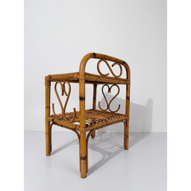 Mid-Century Modern Italian Riviera Style Cane, Bamboo and Rattan Bedside Table, 1960s For Sale - Image 10 of 18