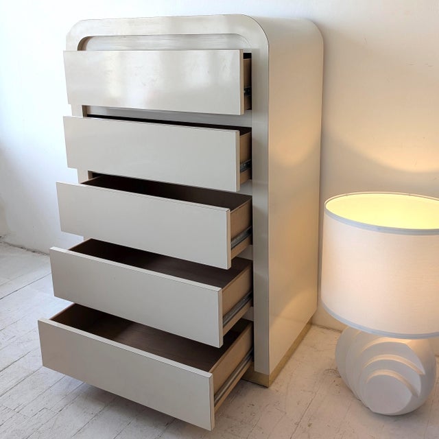 Vintage Laminate Waterfall Chest of Drawers, 1980s For Sale - Image 8 of 12