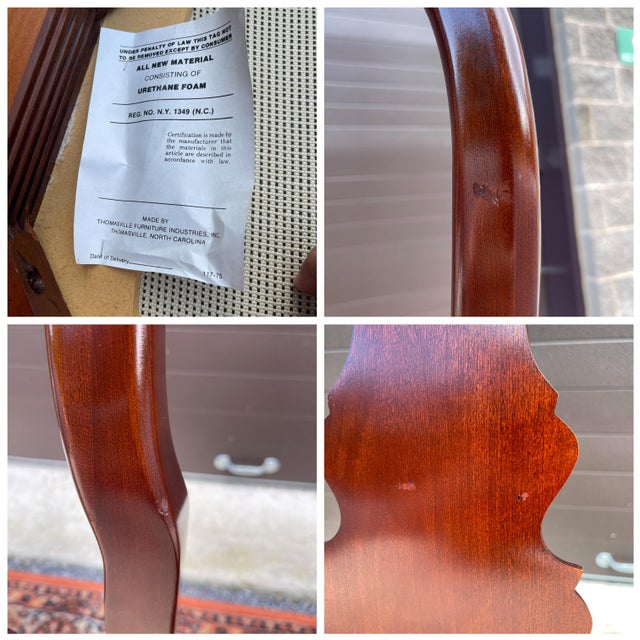 1990s Thomasville Queen Anne Solid Cherry Dining Chairs With Shell Carvings - A Pair For Sale - Image 11 of 12