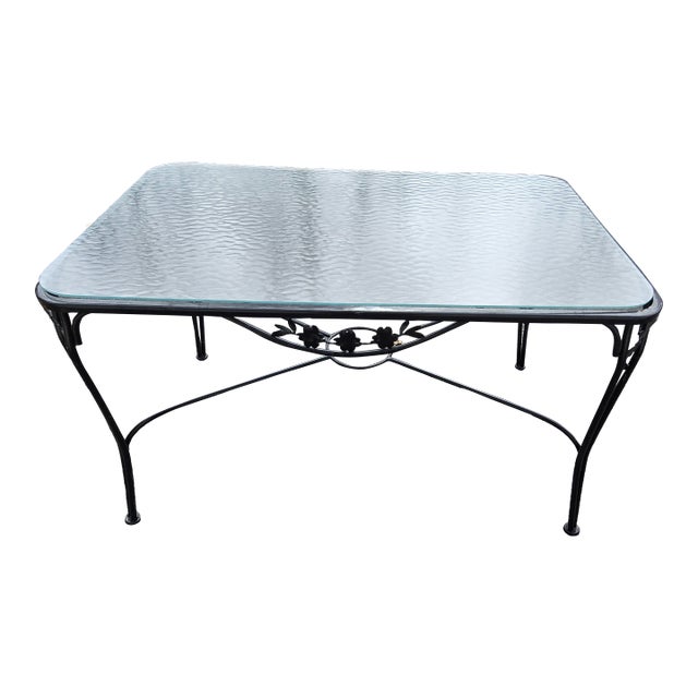 Vintage Wrought Iron Outdoor Table For Sale