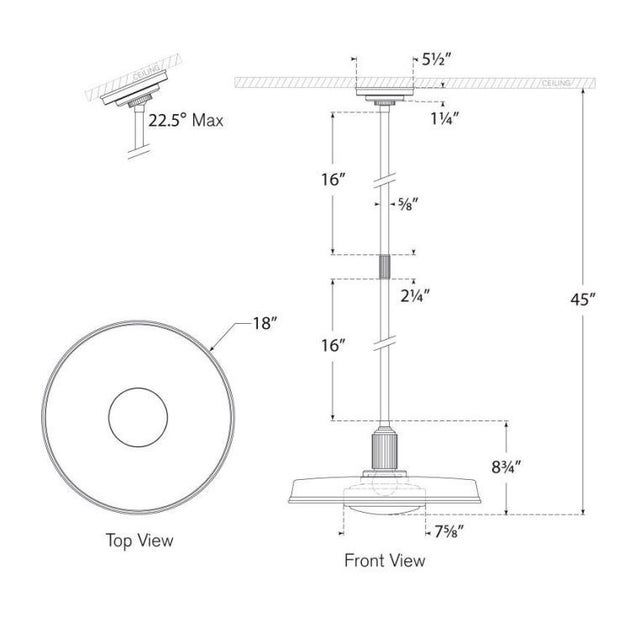 Modern Chapman & Myers for Visual Comfort Signature Ruhlmann 18" Factory Pendant in Antique-Burnished Brass with White Glass For Sale - Image 3 of 3