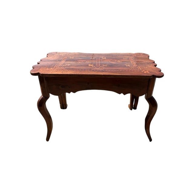 Antique Inlaid Wooden Table with Carved Figurative Supports, 1890s For Sale - Image 4 of 7