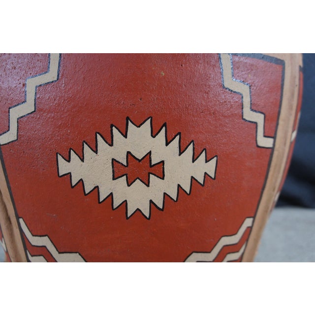 Late 20th Century Hand Painted Southwestern Style Clay Pottery Planter Vase For Sale - Image 11 of 12