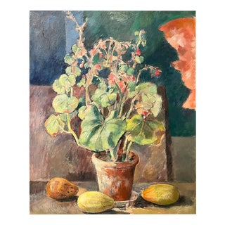 Fernand Blondin, Flowers in a Pot, Oil on Canvas For Sale