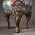 Chinese Vintage Chinese Cloisonné & Bronze Tripod Censer With Lion Finial - 2100g For Sale - Image 3 of 9