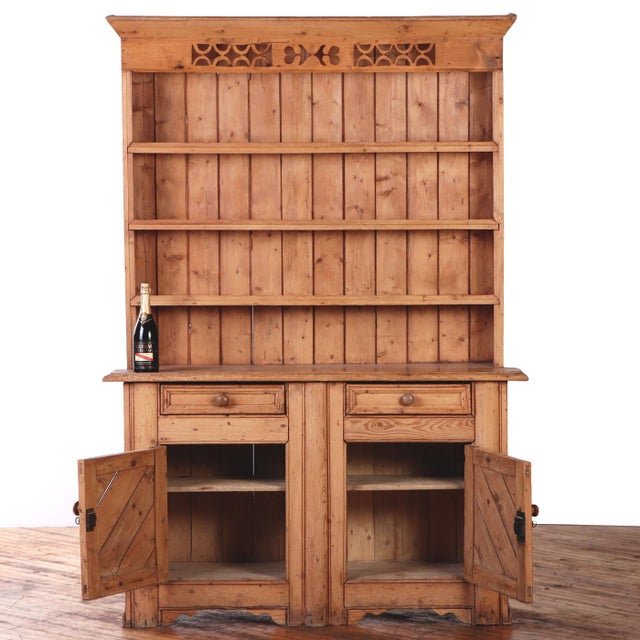 English English Pine Stepback Dresser Bookcase, One Piece, 19th C. For Sale - Image 3 of 7
