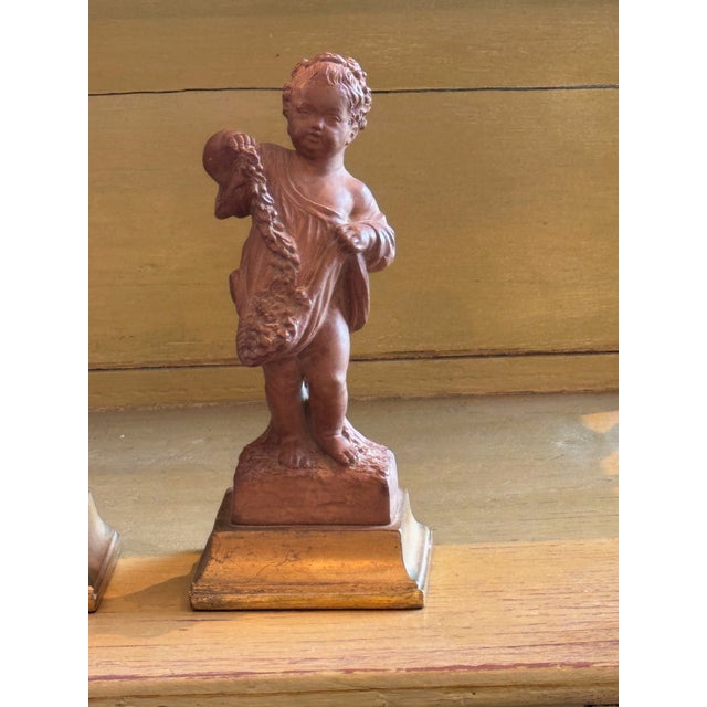 Wood Set of Four 1950s Borghese Terracotta “Four Seasons” Figures For Sale - Image 7 of 10