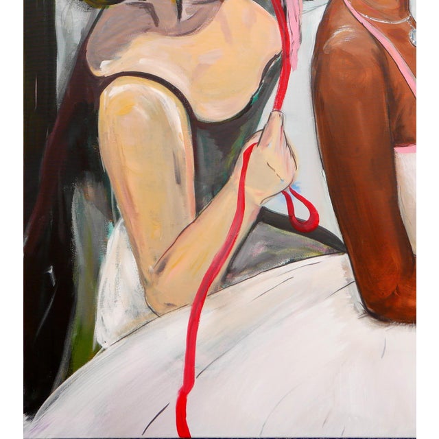 Brown Moisés Villafuerte Pastel-Toned Abstract Contemporary Figurative Painting of a Bride with Helper, 2022 For Sale - Image 8 of 12