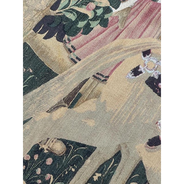 Vintage French Screenprinted Tapestry with Departure to Hunt Motif, 1970s For Sale - Image 16 of 18
