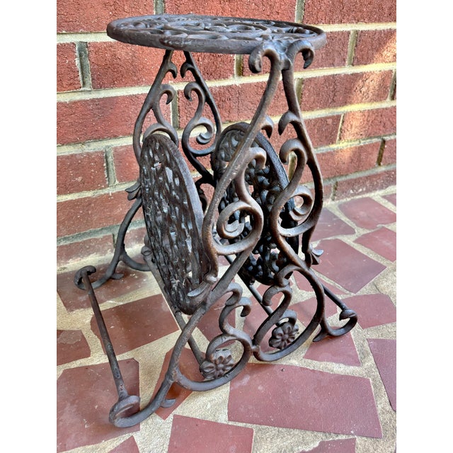 Black Antique English Victorian Cast Iron Plant Stand For Sale - Image 8 of 10