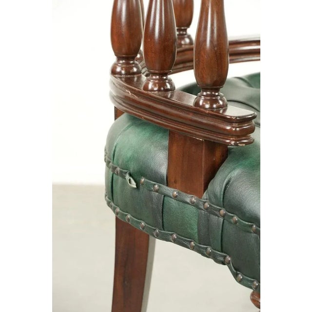 Chesterfield Office Chair in Green Flamed Cowhide Leather For Sale - Image 10 of 14