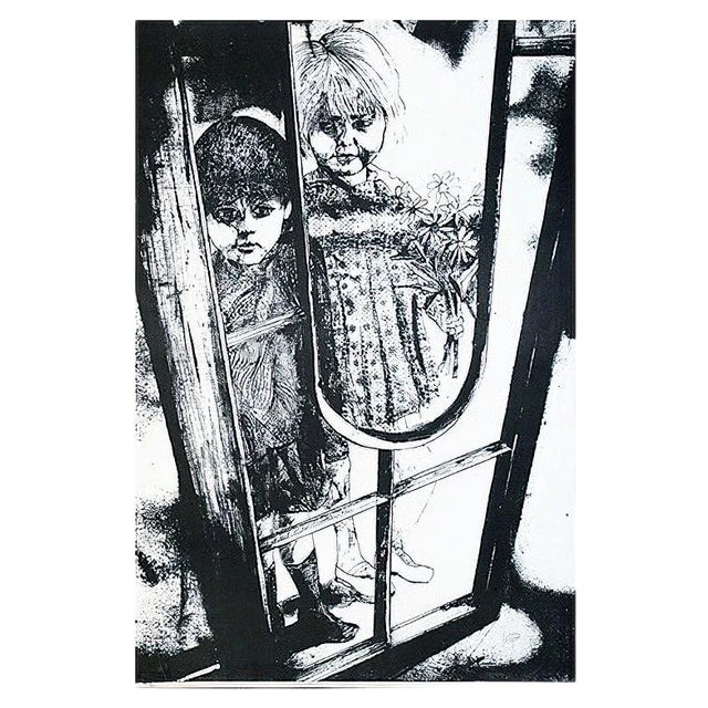 Children - Original Lithograph by G. De Stefano - 1970 ca. 1970s For Sale