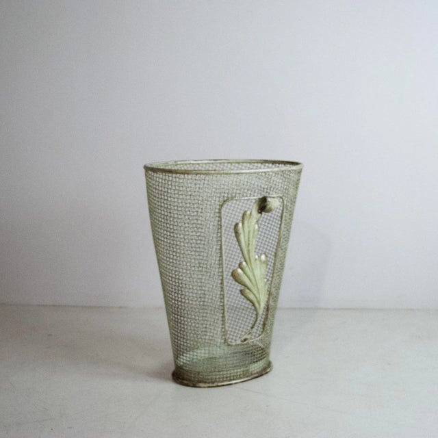 1950s Metal Umbrella Stand with Embellished Leaf, 1950s For Sale - Image 5 of 7