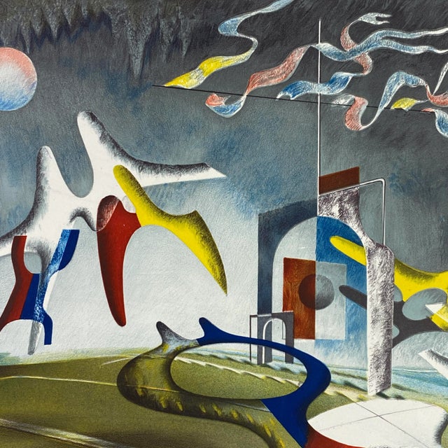 Jean Arp 1947 Abstract Offset Lithograph Biomorphic Signed in Print After John Tunnard For Sale - Image 4 of 6