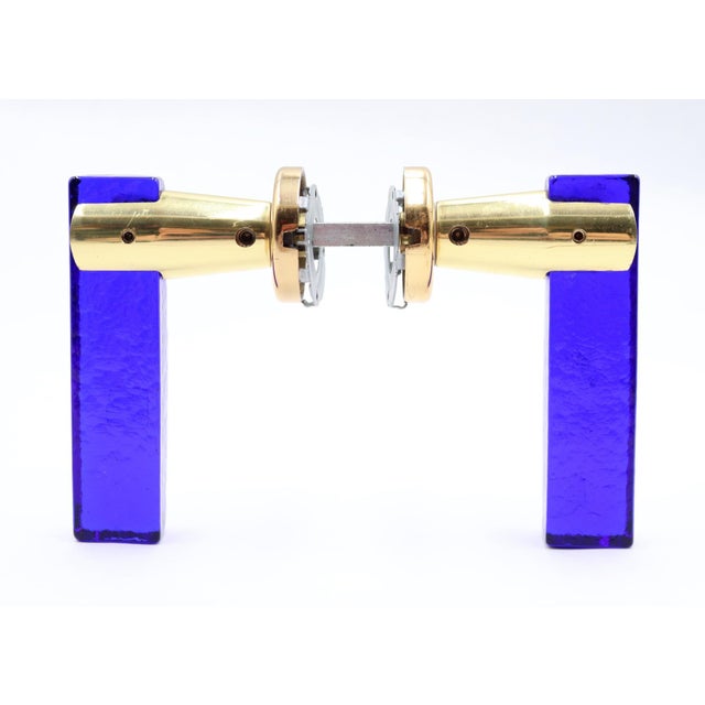Mid-Century Modern Mid Century European Blue Lucite Lever Door Set For Sale - Image 3 of 7