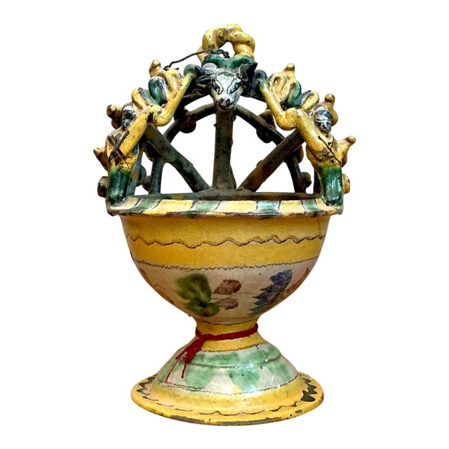 Vintage Polychromed Ceramic Incensario For Sale