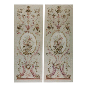 Pair of 19th Century Beautiful Original With Floral Decoration French "Portier" Tapestries