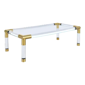 Vintage Italian Modernist Lucite and Brass Coffee Table, 1970s