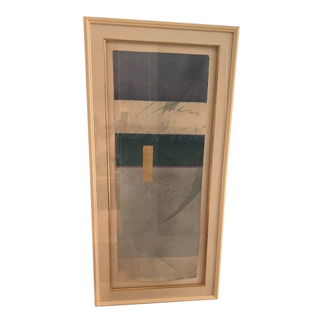 Original Signed 1980s Framed Abstract John Baughman Painted Work on Paper For Sale