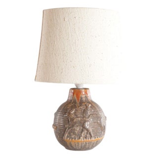 1960s Mid Century Modern Michael Andersen & Son, Table Lamp, Brown Stoneware For Sale